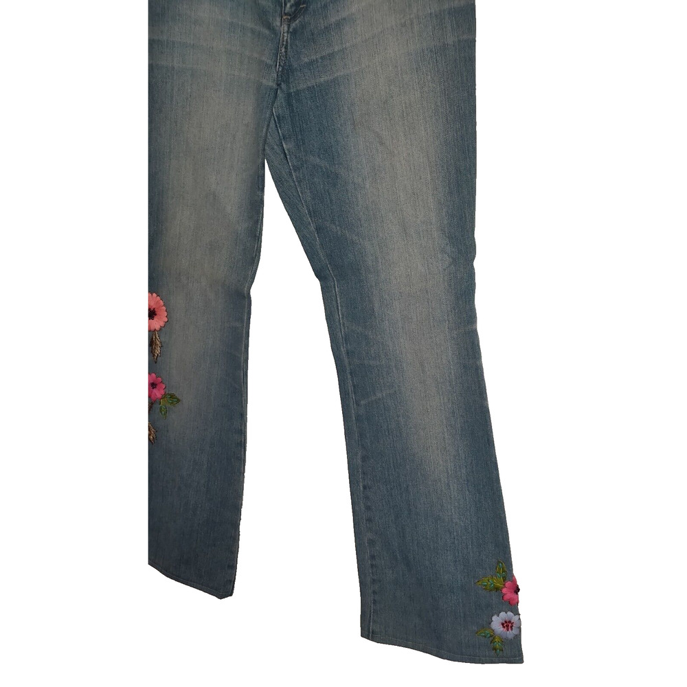 Vintage Y2K Embroidered Denim Jeans Sz 6 Dana Buchman Ileana Boho Boot Cut - Picture 4 of 16